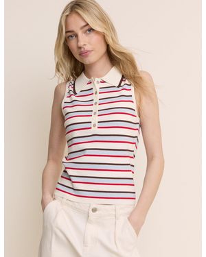 Nobody's Child And Striped Collared Ribbed Vest - Yellow