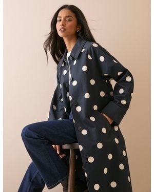 Nobody's Child Polka Dot Relaxed Trench Coat - Black