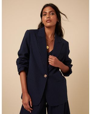 Nobody's Child Poppy Delevingne Pinstripe Cara Blazer - Black