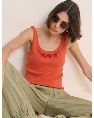 Nobody's Child Embroidered Ribbed Vest Top
