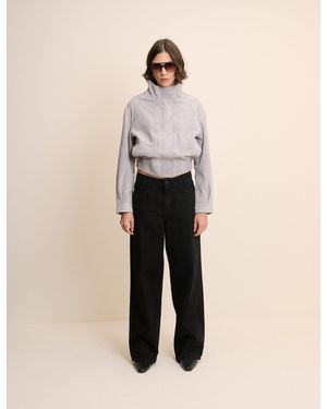 Nobody's Child Funnel Neck Suede Bomber - Blue