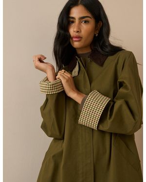 Nobody's Child Cord Detail Long Barn Coat - Green