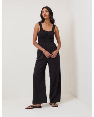 Nobody's Child Shirred Jumpsuit - White