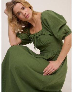 Nobody's Child Puff Sleeve Annie Midi Dress - Green