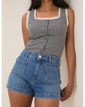Nobody's Child Pocket Front Denim Shorts - Blue