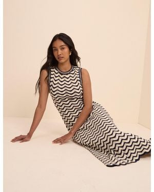 Nobody's Child And Cream Crochet Knitted Midi Dress - Natural