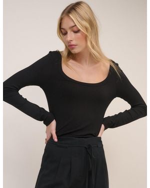 Nobody's Child Scoop Neck Ribbed Top - Black