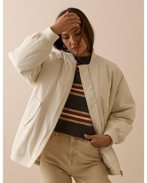 Nobody's Child Longline Oversized Bomber Jacket - Natural
