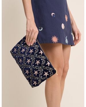 Nobody's Child Embroidered Pouch - Blue