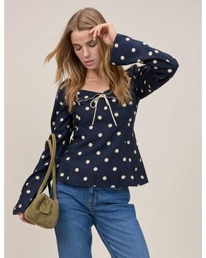 Nobody's Child Polka Bow Top - Blue