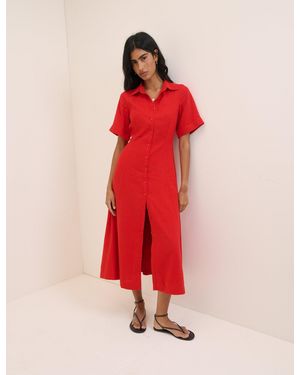 Nobody's Child Linen-Blend Dillon Shirt Dress - Red