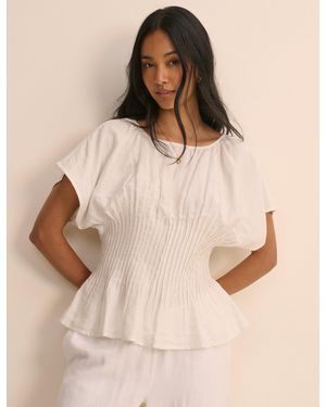 Nobody's Child Pintuck Short Sleeve Top - Natural