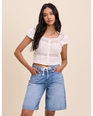Nobody's Child Drawstring Bermuda Denim Shorts - Blue