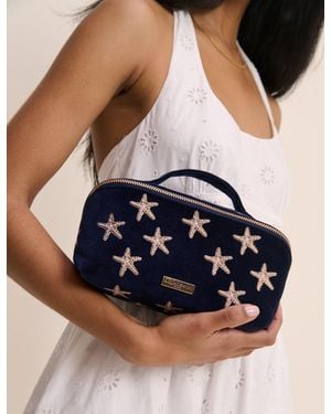 Nobody's Child Embroidered Makeup Bag - Blue
