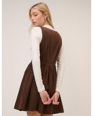 Nobody's Child Cord Cora Mini Pinafore Dress - Brown