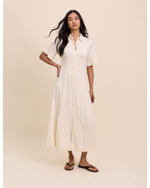 Nobody's Child Linen-Blend Dillon Shirt Dress - Grey