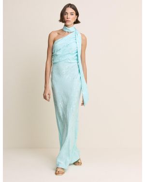 Nobody's Child Light Floral Satin Oceane Maxi Dress - Blue