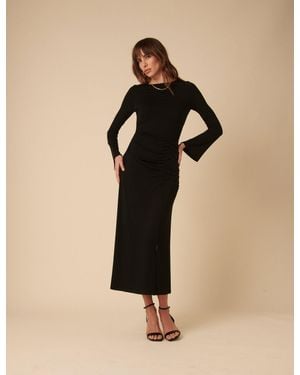 Nobody's Child Long Sleeve Ruched Belle Midi Dress - Natural