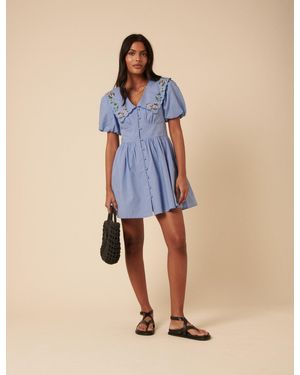 Nobody's Child Floral Embroidered Birdie Mini Dress - Blue