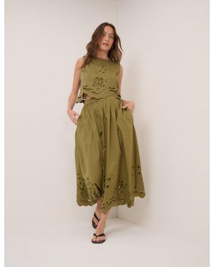 Nobody's Child Broderie Anglaise Midi Skirt - Green