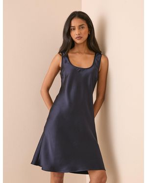 Nobody's Child Scoop Neck Satin Knee Length Mini Dress - Blue
