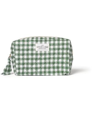 Nobody's Child Gingham Wash Bag - Green