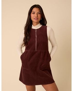 Nobody's Child Cord Homerton Pinafore Mini Dress - Brown