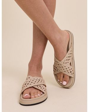 Nobody's Child Woven Leather Sliders - Natural