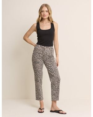 Nobody's Child Leopard Print Mid Rise Camden Tapered Jeans - Black