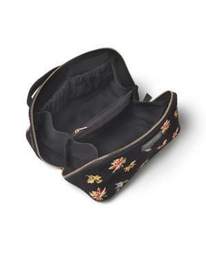 Nobody's Child Cord Floral Embroidered Makeup Bag - Black