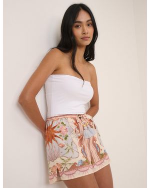 Nobody's Child Peach Tile Print Beach Shorts - Multicolour