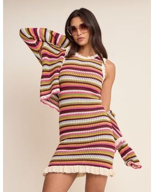 Nobody's Child Multi-Coloured Striped Crochet Mini Dress - Multicolour