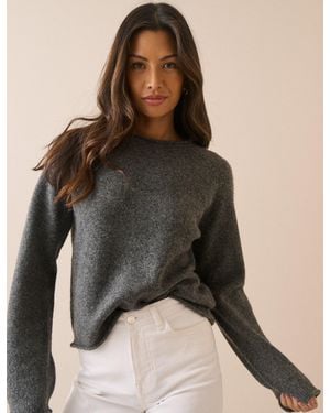 Nobody's Child Marl Ribbed Trim Boat Neck Jumper - Black