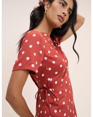 Nobody's Child Polka Dot Gaia Midi Dress - Red