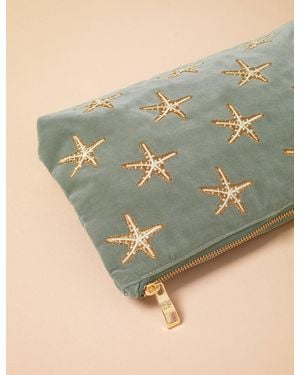 Nobody's Child Elizabeth Scarlett Starfish Embroidered Pouch - Green