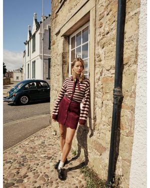 Nobody's Child Burgundy Cord Scallop Trim Mini Skirt - Brown