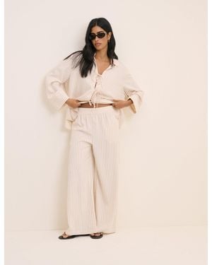 Nobody's Child Pinstripe Wide Leg Trousers - Natural