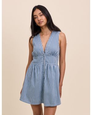 Nobody's Child Denim Pinstripe Starlight Mini Dress - Blue