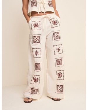 Nobody's Child Tile Printed Wide Leg Topaz Trousers - Natural
