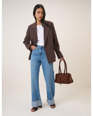 Nobody's Child Denim Wide Leg Turn Up Jeans - Blue
