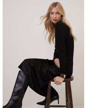 Nobody's Child Satin Mila Midi Slip Skirt - Black
