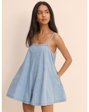 Nobody's Child Light Denim Tailli Shift Playsuit - Blue