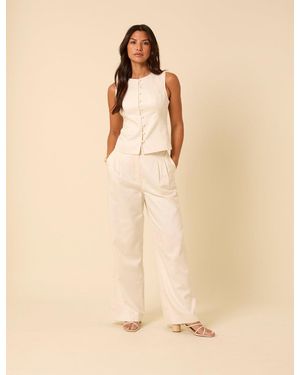 Nobody's Child Tailored Wide Leg Trousers - Natural