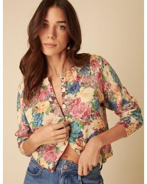 Nobody's Child Floral Printed Cardigan - Brown