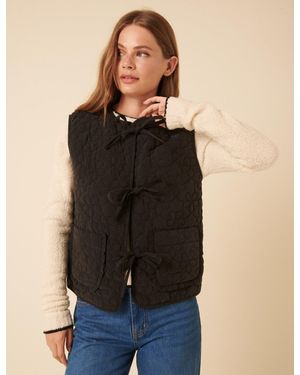 Nobody's Child Tie Front Quilted Gilet - Black