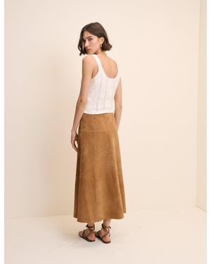 Nobody's Child Suede Midi Skirt - Natural