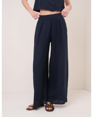 Nobody's Child Linen-Blend Wide Leg Jerrow Trousers - Blue
