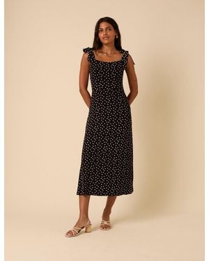 Nobody's Child Polka Dot Adrian Midi Dress - Natural