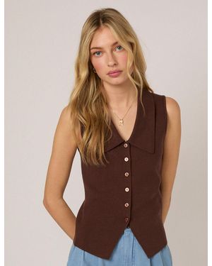 Nobody's Child Collar Detail Knitted Top - Brown
