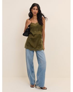 Nobody's Child Lace Trim Satin Cami Top - Natural